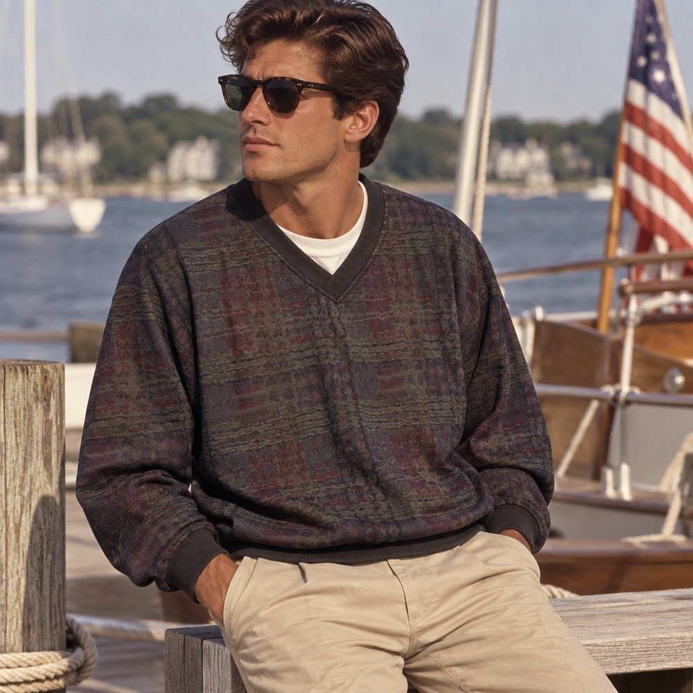 Vintage Forresters V-Neck Windbreaker Pullover Mens  L Plaid 80s 90s Americana